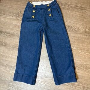 J.Crew Crewcuts Girls’ Sailor Anywhere Denim Pants with Gold Buttons, Size 7